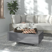 Tavolino da Salotto Grigio Lucido 85x55x31 cm Legno Multistrato