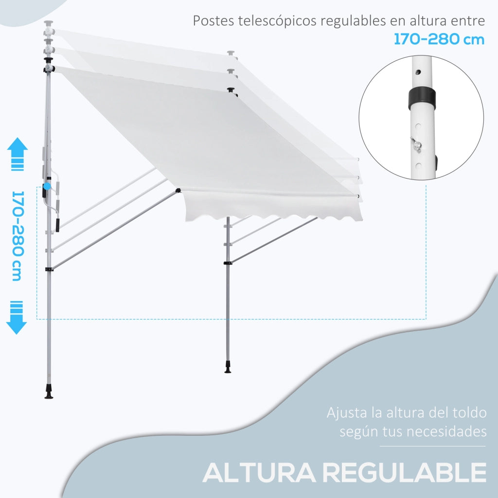 Telo da Sole Manuale Retrattile ¨C zephmum ¨C Bianco 200x150x170-280 cm