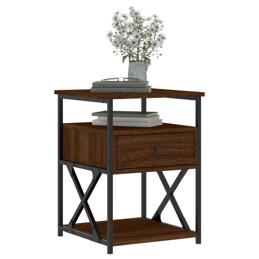Set di 2 Comodini | Armadio da Notte | Mobiletto da notte Rovere Marrone 40x42x55 cm in Legno Multistrato