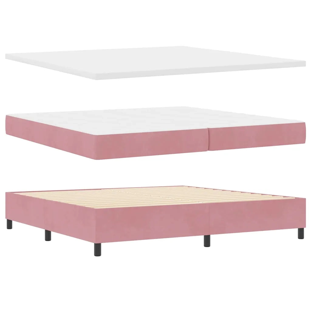 Letto a molle con strisce LED Rosa 200 x 200 cm Velluto 3343891