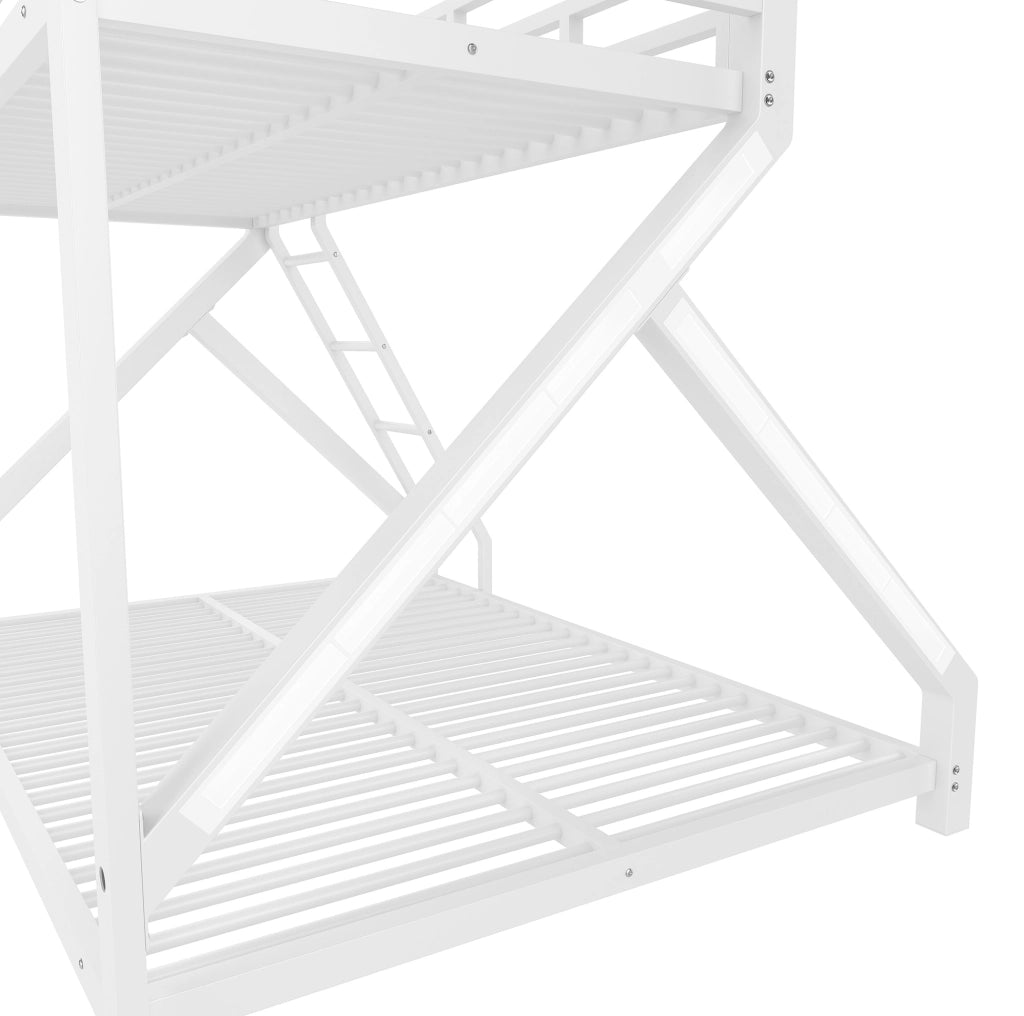 Letto a castello in metallo con LED; 90x200 cm e 140x200 cm; bianco