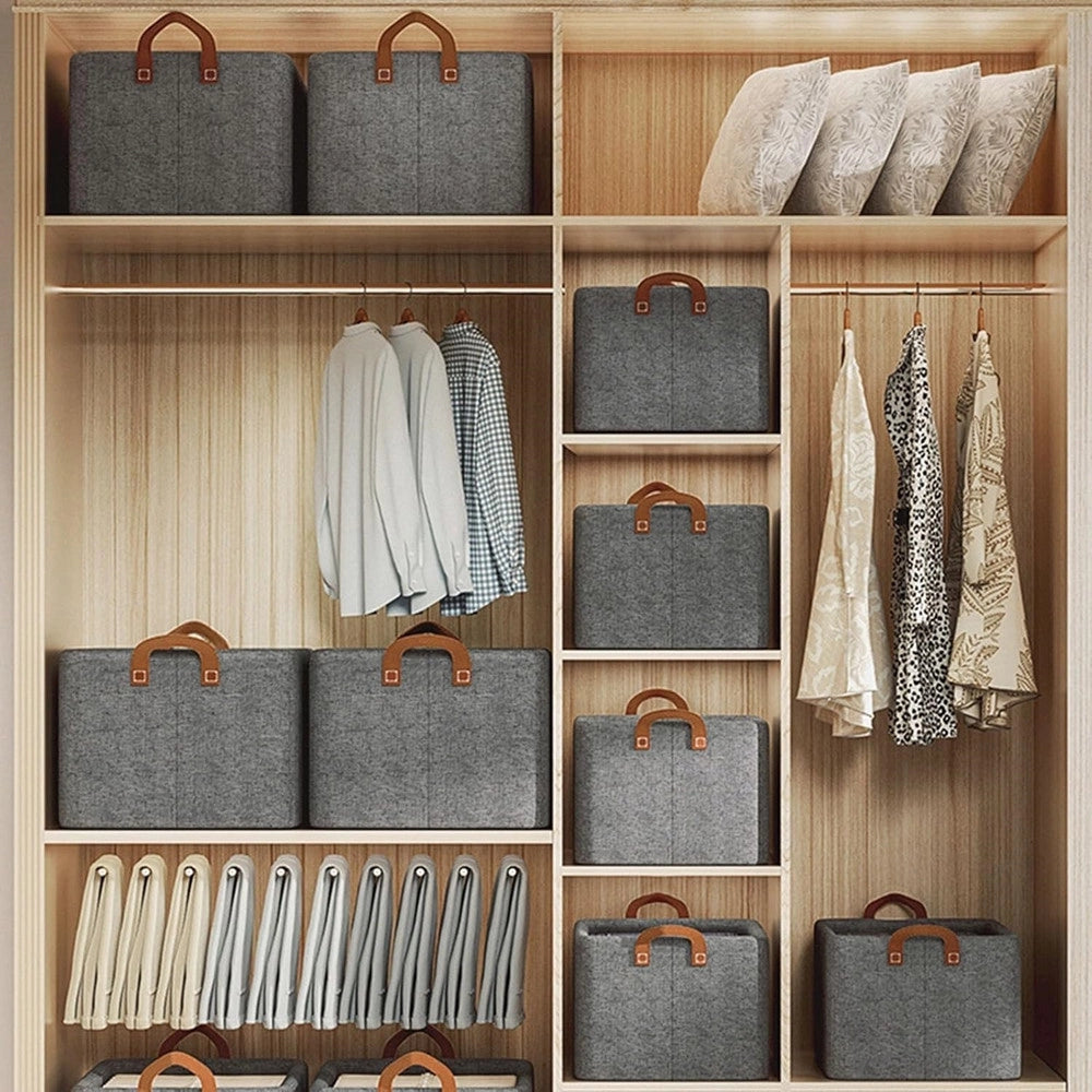 Trade Shop - Scatola Portaoggetti Pieghevole Organizer Portatile Tessuto Telaio In Metallo 47x28x20cm -