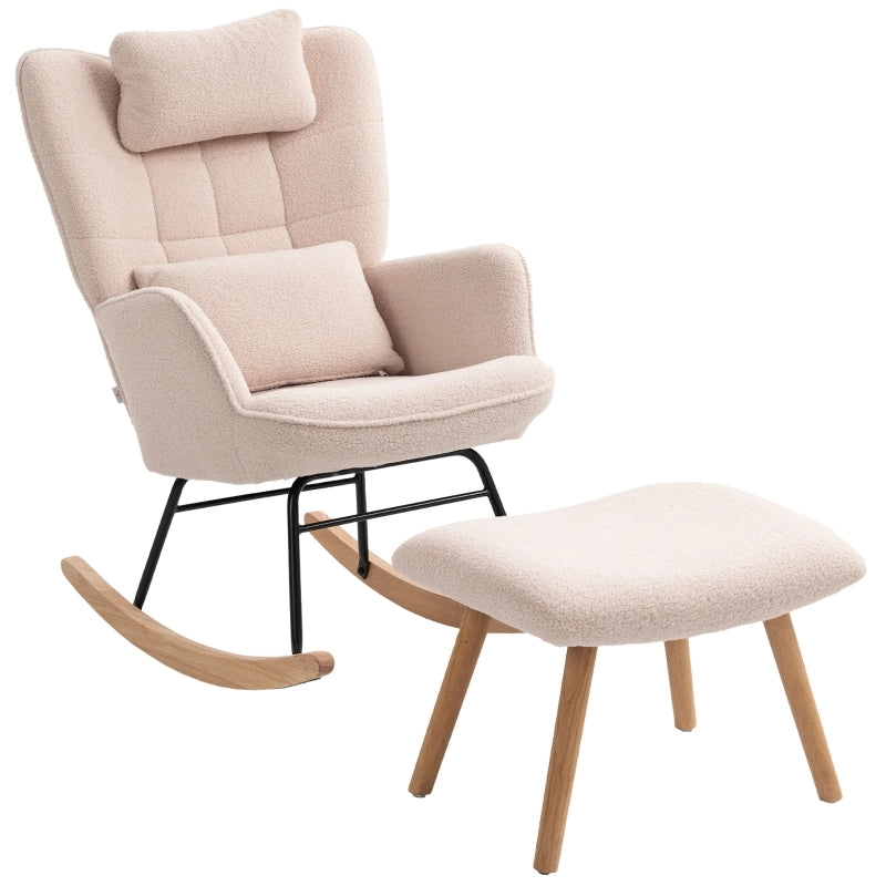 POLTRONA A DONDOLO CON POGGIAPIEDI, 70,5x101,5x99,5 cm, Poliestere Beige