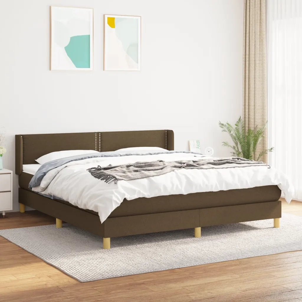 Giroletto a Molle con Materasso Marrone Scuro 180x200cm Tessuto 3130212