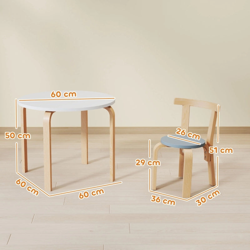 Set tavolo e 4 sedie per bambini in legno, multicolore, con bordi arrotondati