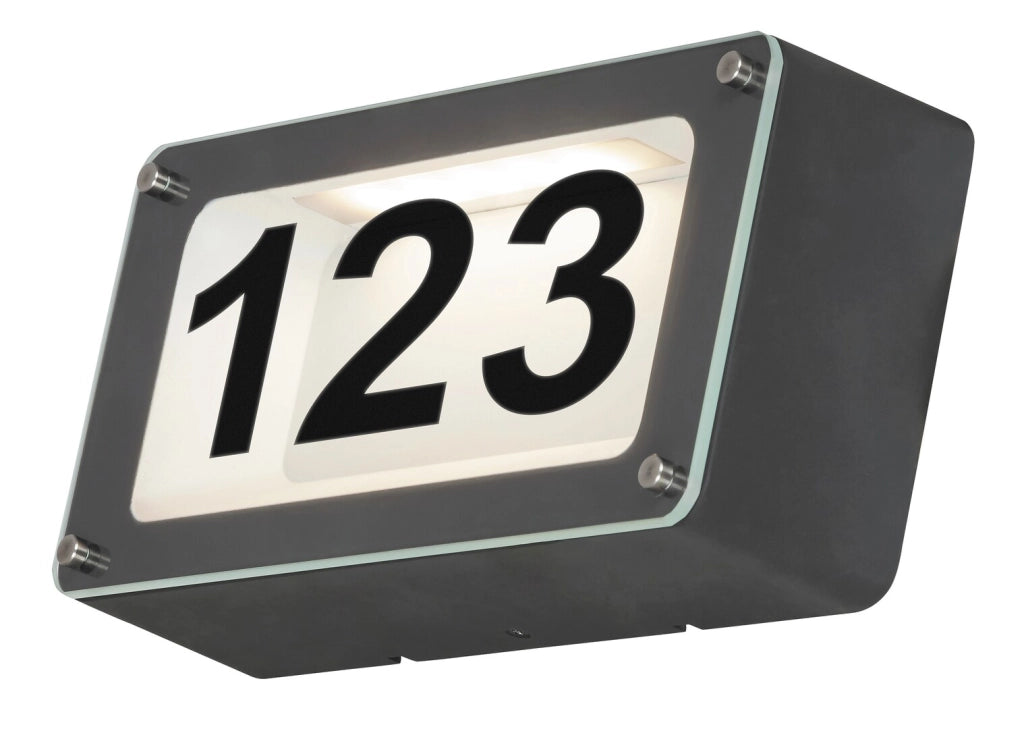 Lampada numero civico LED 6W 4500K IP54 antracite Hannover