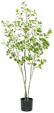 Ficus Kunstplant in Vaso, Grande Pianta d'Arte Tropica con Foglie a Cuore in Plastica, Ideale per Casa, Matrimonio, Festa, Giardino (120 cm)