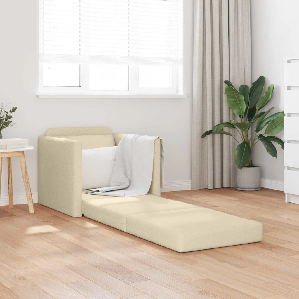 Divano letto | Sof¨¤ letto | Letto singolo Crema 74 x 77 x 81 cm Tessuto