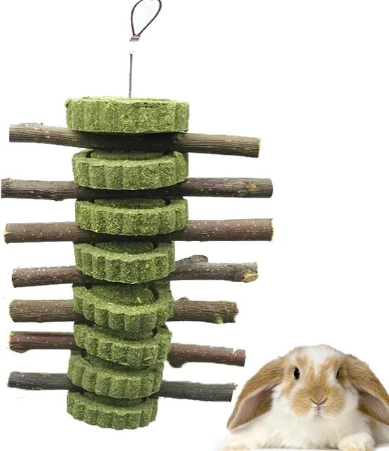 Giocattolo per la cura dei denti in legno di melo per conigli, pappagalli, hamster e altri piccoli animali