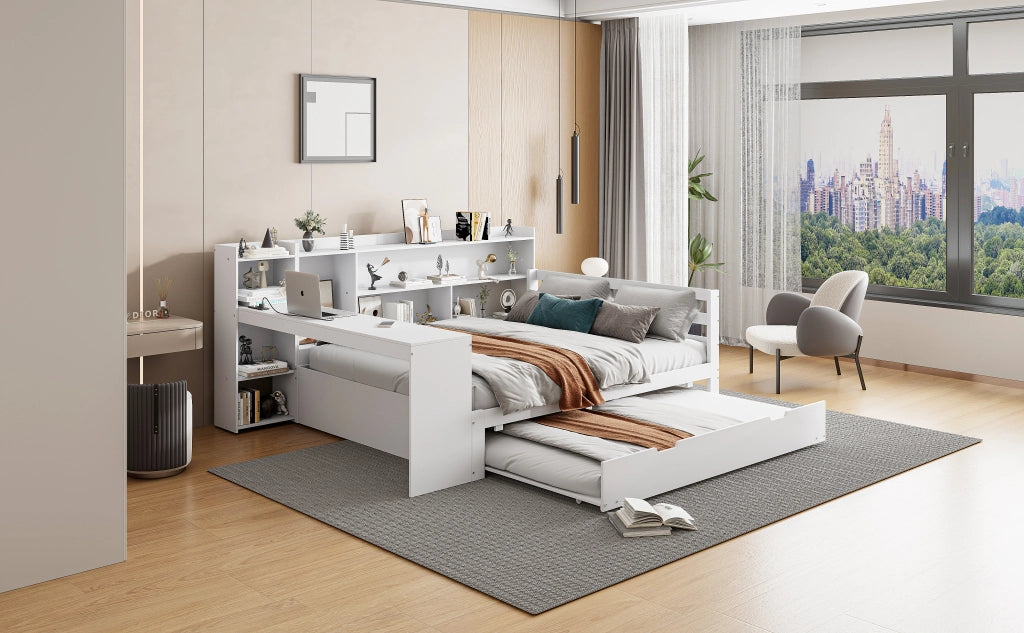 Divano letto multifunzione legno bianco 140x200 cm