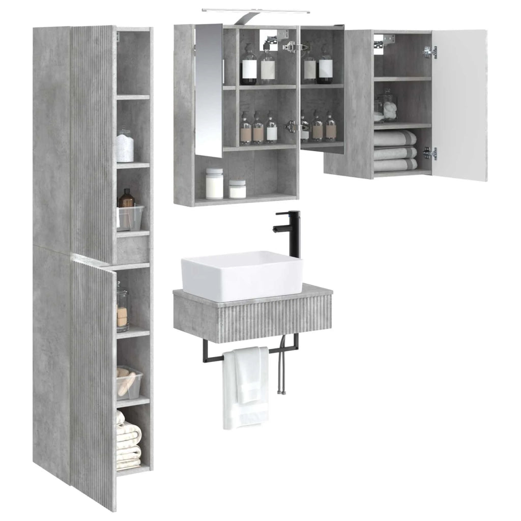 Set di mobili per il bagno 5 pcs Grigio Cemento 3407274