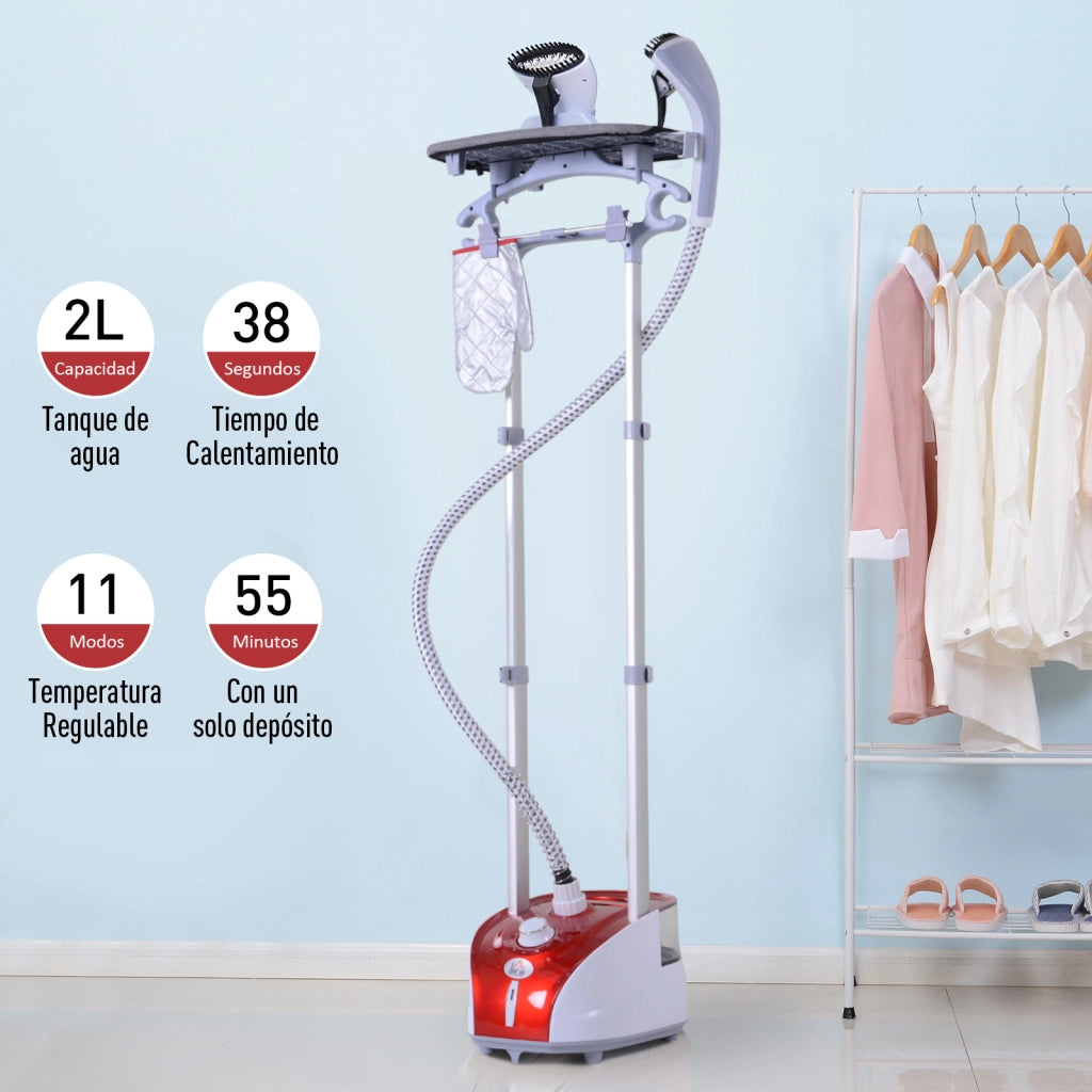 Centro di Stiro Verticale a Vapore 1950W ¨C zephmum ¨C 2L, 32g/min, Rosso