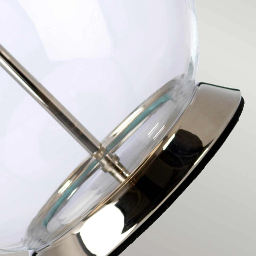 Lampada da tavolo vetro cromo paralume bianco Orb E27 Elstead