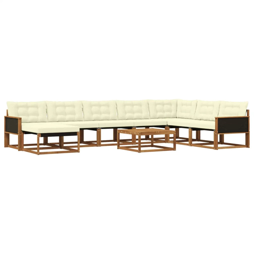 Set di divani da esterno con cuscino 9 pcs Naturale e Crema 3381622