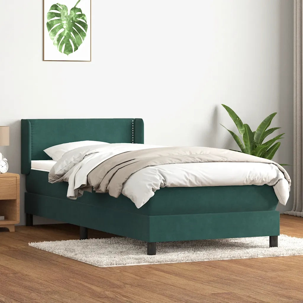 Giroletto a Molle con Materasso Verde Scuro 80x220 cm Velluto 3318054