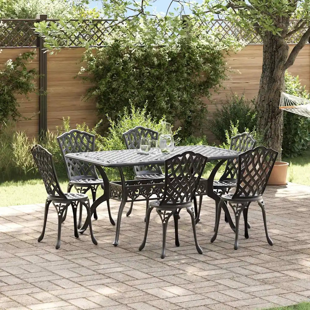 Set da Pranzo per Giardino 7 pcs Nero Alluminio 3334673