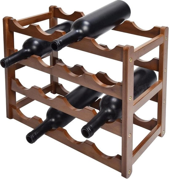 Wijnrek asteccabile in bambù per 16 bottiglie - wijnrek per uso domestico - wijnrek per bar cucina ristorante - 35 x 43 x 235 cm