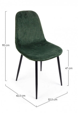 Set 4 Sedie 52,5x42,5x90 cm Irelia in Velluto Verde Scuro