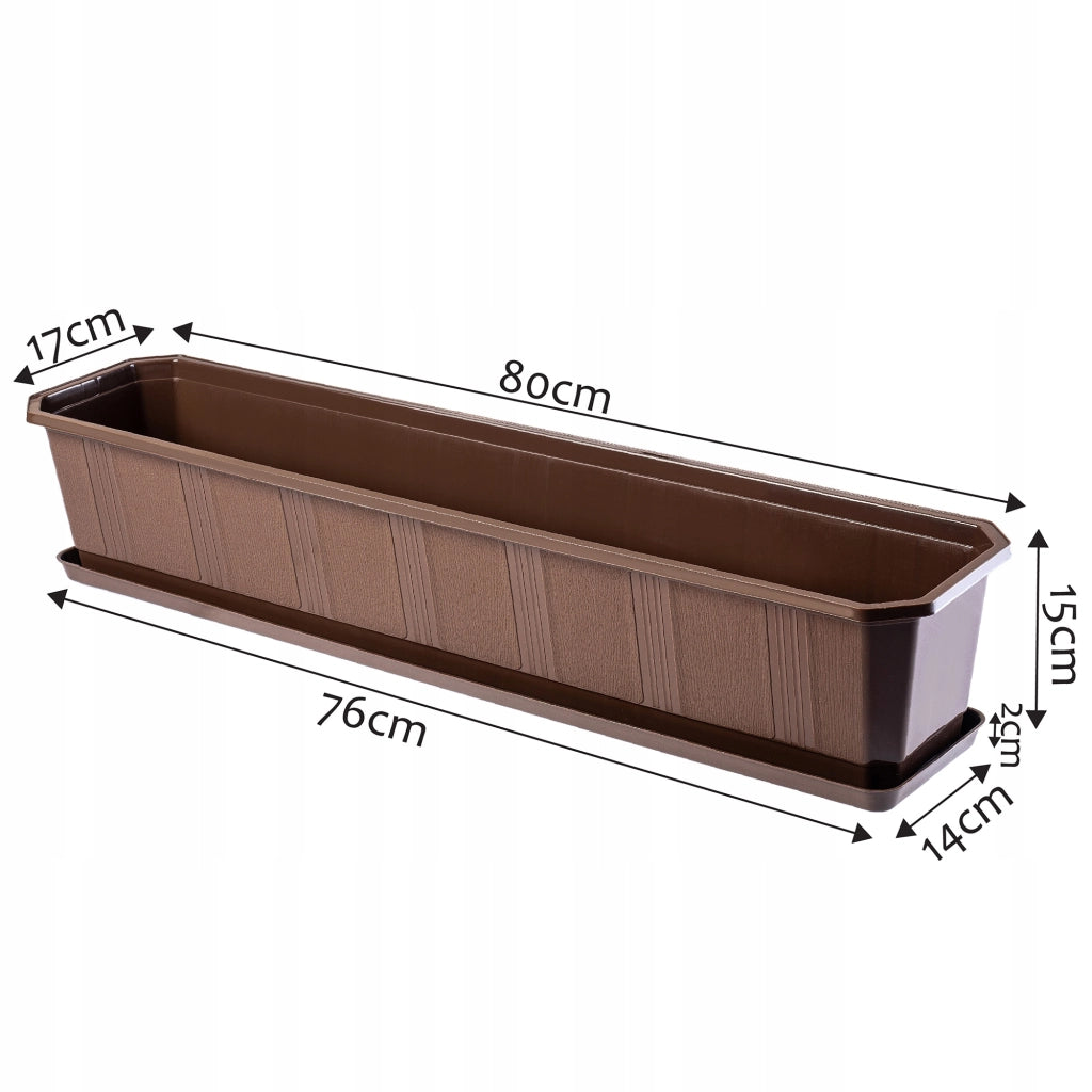 Vaso da fiori per balcone KADAX da 80 cm con supporto e balaustra.