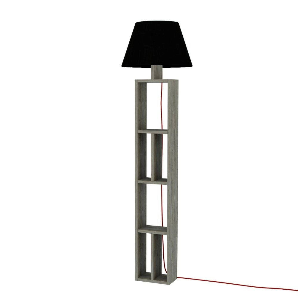 Lampada da terra in legno con libreria Giorno 45x163,5 colore dark coffee