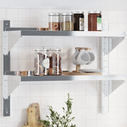 Mensola a Muro 2 Ripiani 75x23,5x60cm Argento in Acciaio Inox