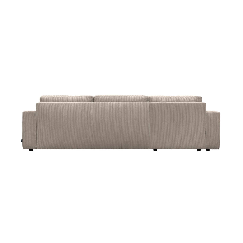 Divano letto angolare reversibile con contenitore in velluto a coste,