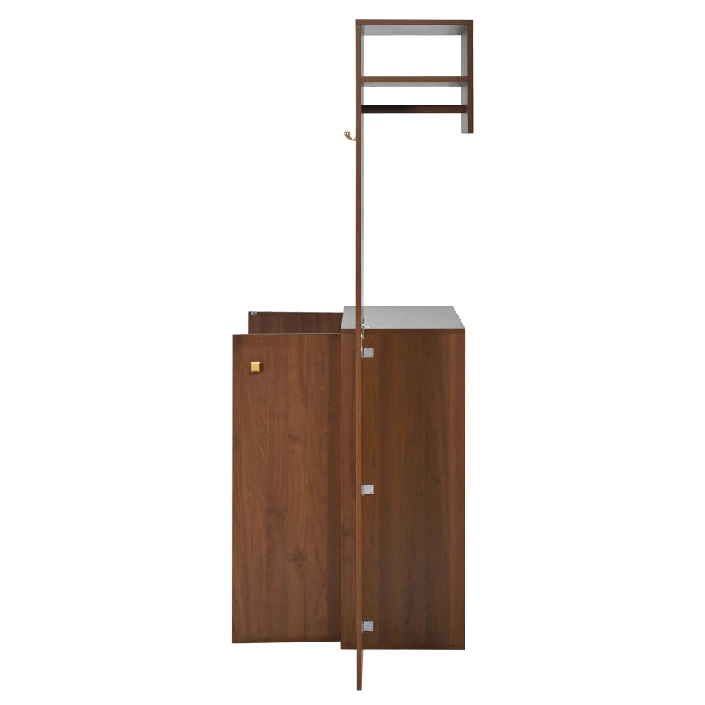 Guardaroba compatto 115x38.5x191.5 cm con scarpiera e ripiani regolabili in MDF noce