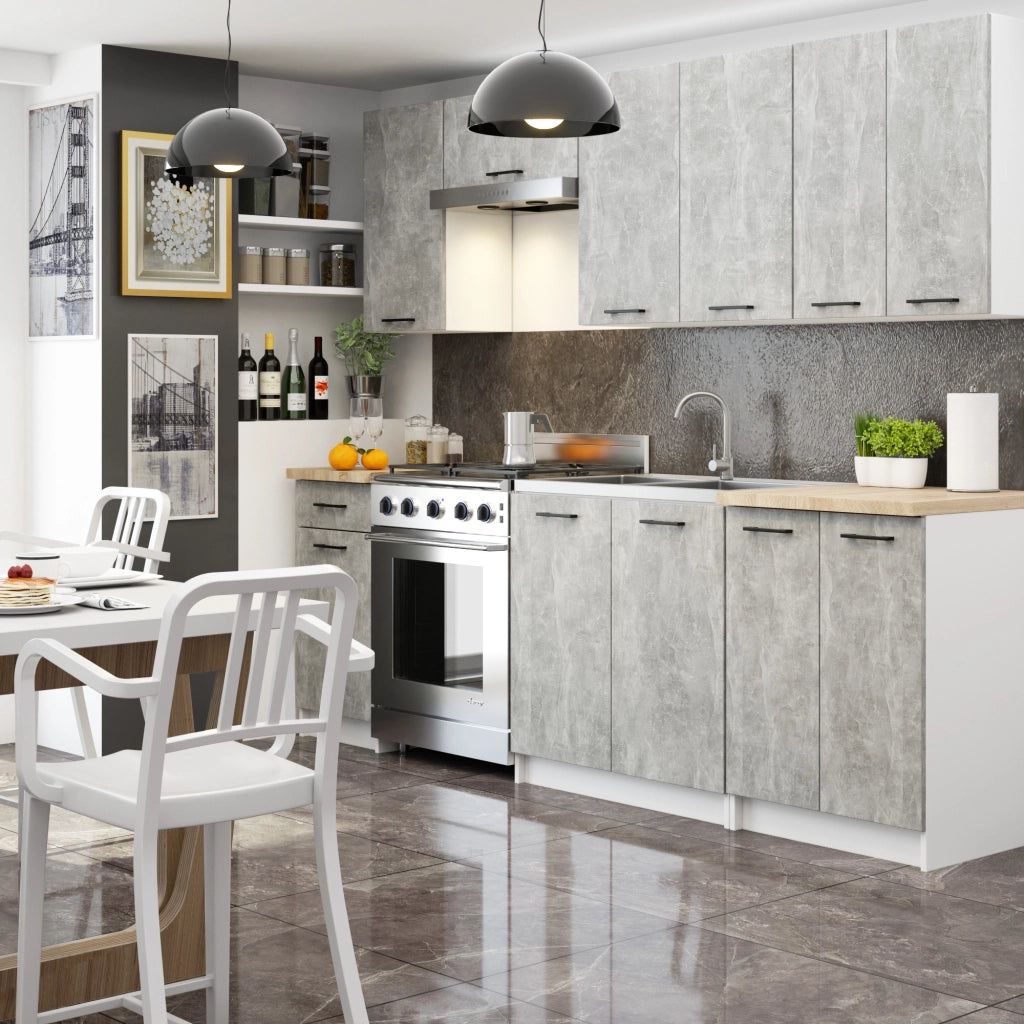Mobile da cucina pensile sistema AKORD OLIWIA 30 cm H720 Bianco inserto frontale Cemento Grigio Cemento 1 anta 30x30x72 cm