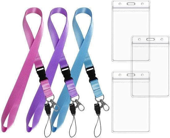 Set di Lanyards da 3 pezzi - Oneri di ID - Corda rotativa - Fili nylon - 1,1 x 48 cm - Sostenibile e Leggero - Corda di identificazione