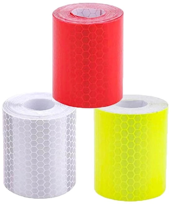 Tape riflettente a 3 strati - nastro di sicurezza idrorepellente - alta visibilità - retro adesivo facile da rimuovere - fluorescente - per veicoli, rimorchi, abbigliamento e caschi - 5 cm x 3 metri