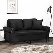 Divano a 2 Posti con Cuscini-Sofa 2 Posti con Cuscini Nero 120 cm in Similpelle 165449