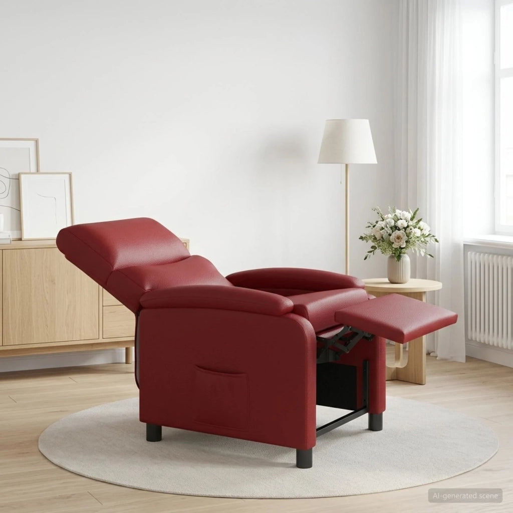Divano Sedia-Poltrona reclinabile Rosso Vino Similpelle 320391