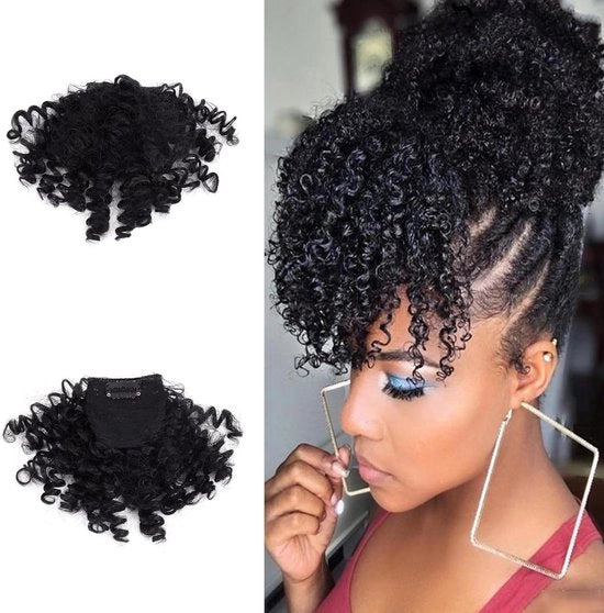 Fronthaarstuk per Clip per Faccia per Capelli Afro per Ragazze e Donne