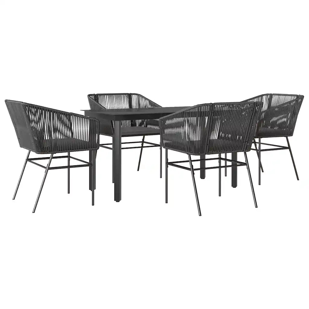 Set da Pranzo da Giardino con Cuscini 5 pz | Set Salotto da Giardino Polyrattan Vetro