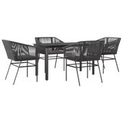 Set da Pranzo da Giardino con Cuscini 5 pz | Set Salotto da Giardino Polyrattan Vetro