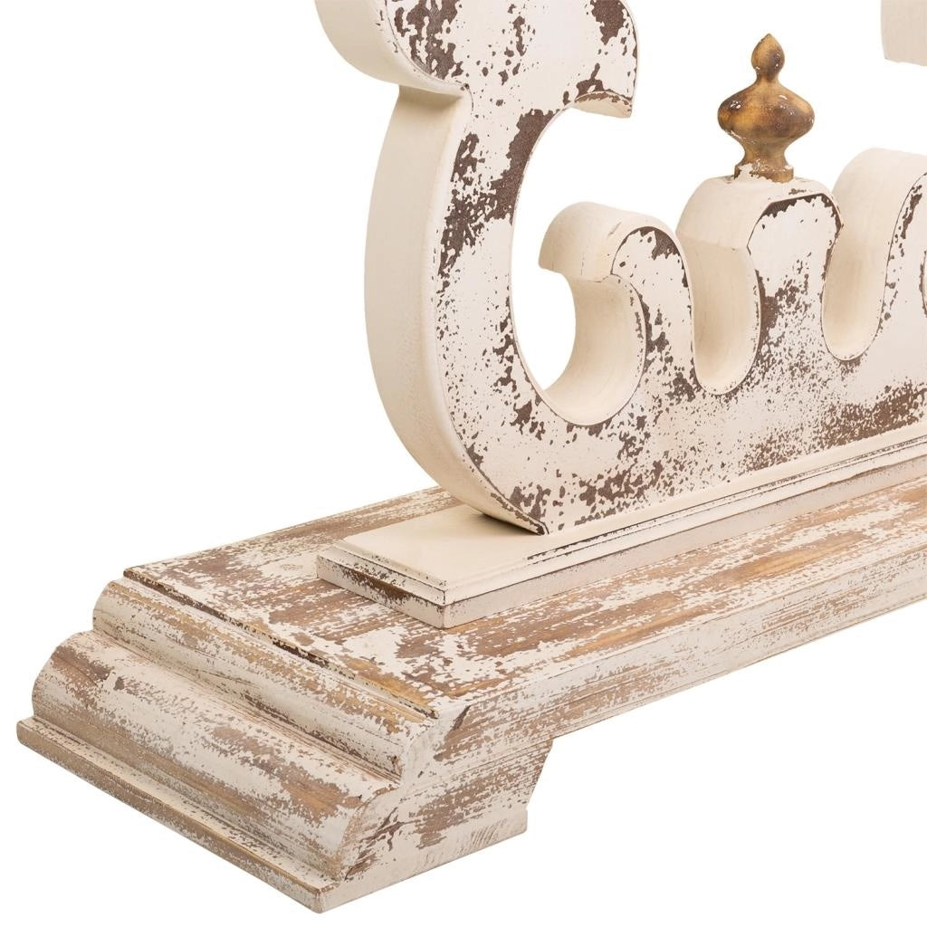 Mobile da ingresso in legno bianco intagliato 120x36x92h