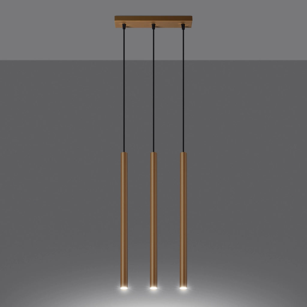 Lampada da soffitto in acciaio dorato a 3 luci verde oceano PATELO, design moderno