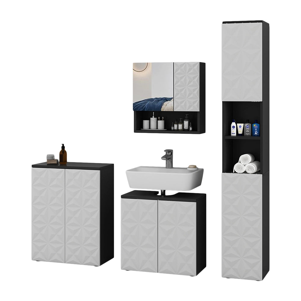 Vicco Set di mobili da bagno Nero 4 parti