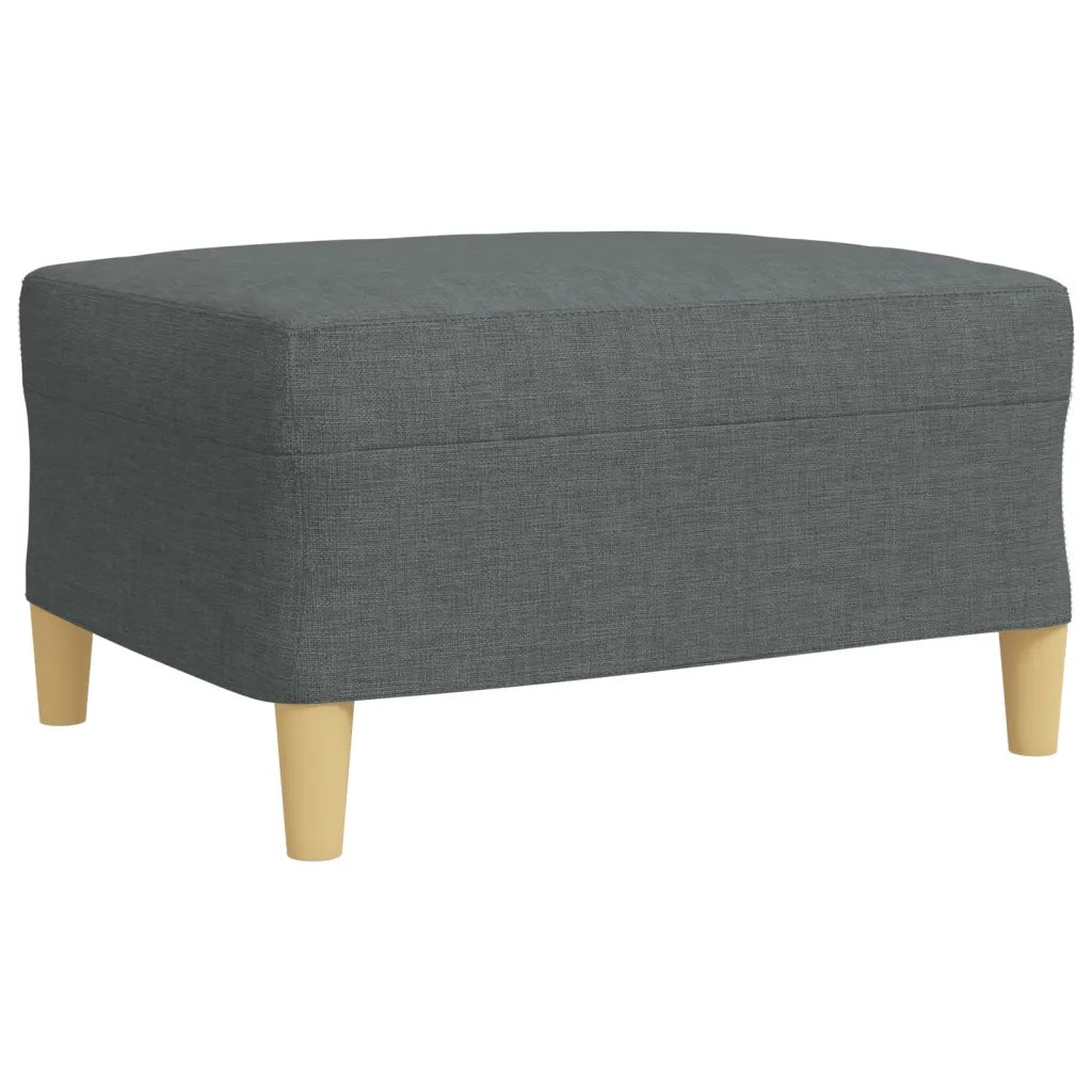 Set di Divani 3 pz con Poggiapiedi Grigio Scuro in Tessuto