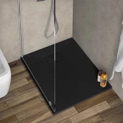 Piatto doccia 80x100 in resina nero effetto pietra riducibile Agorà