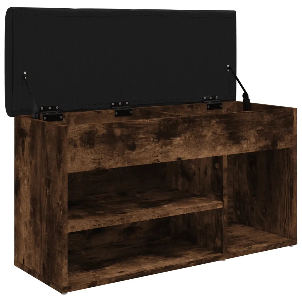 Panca Porta Scarpe-Sgabello-Panca Scarpiera Rovere Fumo 82x32x45,5 cm Legno Multistrato
