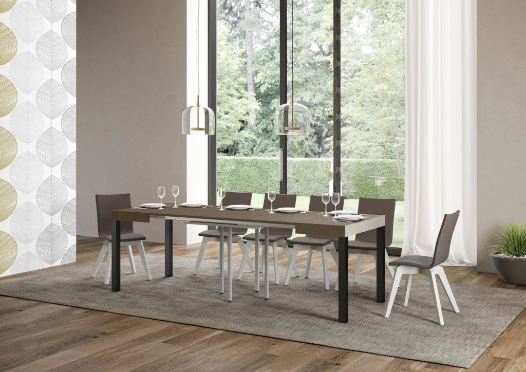 Tavolo Allungabile 90-246x90x77 cm Everyday Tortora Gambe Antracite