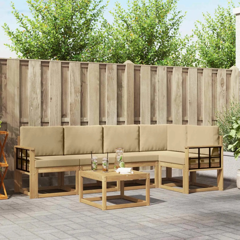 Set di divani da esterno con cuscino 6 pcs Bianco e Beige
