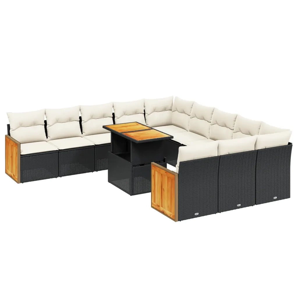 Set Divani da Giardino 11 pz con Cuscini in Polyrattan Nero 3274143
