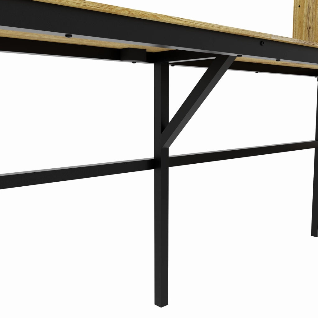 Letto a soppalco in metallo e MDF 90 x 200 cm con scrivania; armadio e USB; nero