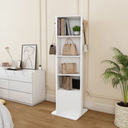 Armadio specchiera girevole a 360° 4 in 1 con specchio intero; ripiani e ganci; 50x50x170 cm; bianco