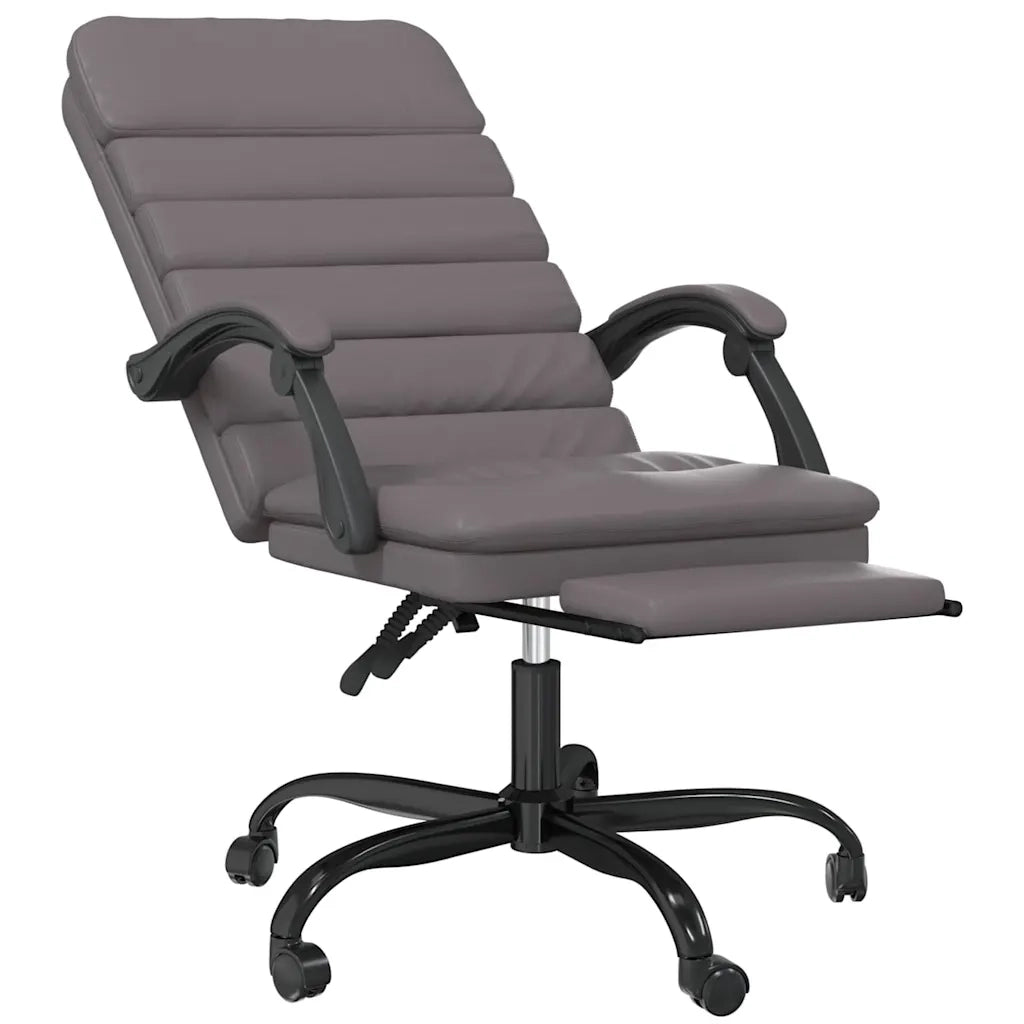 Sedia per studi-Poltrona da Ufficio Massaggiante Reclinabile Grigio Similpelle 695460