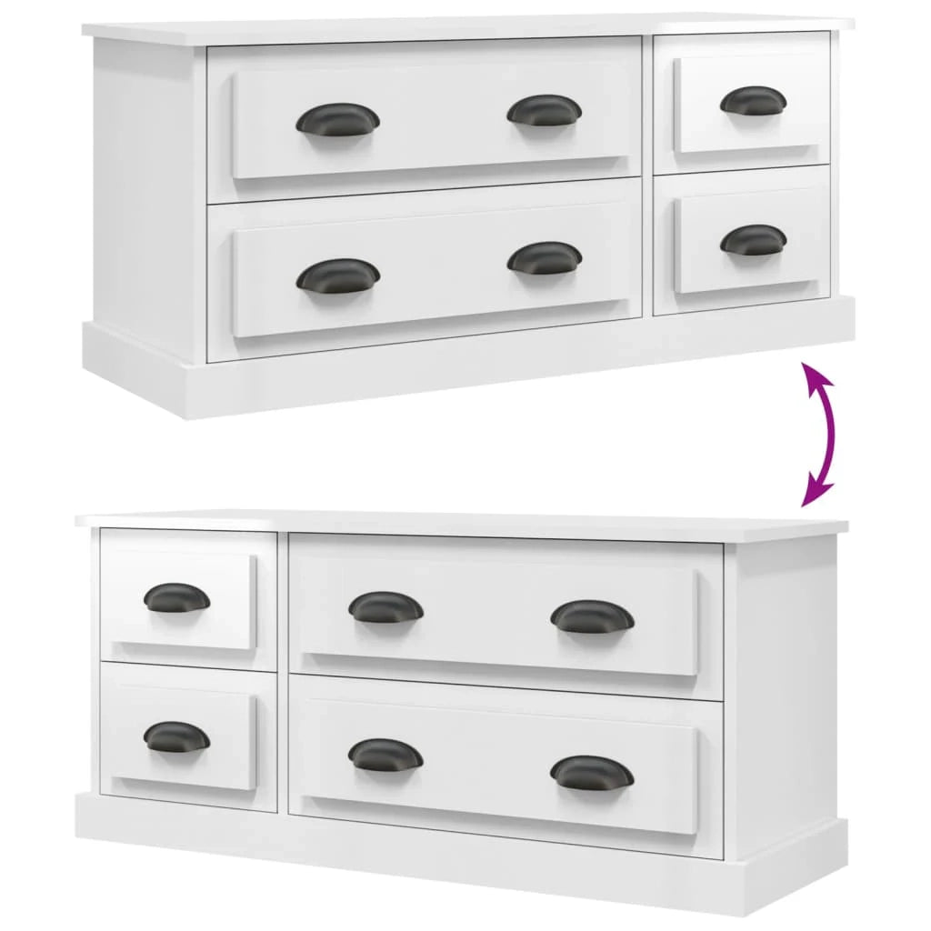 Mobile TV multimediale mensola TV mobile TV sala da pranzo soggiorno camera da letto finitura lucida 100 x 35,5 x 45 cm legno ingegnerizzato bianco 02_0026985