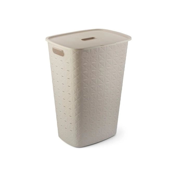 Curver 17212790 Softex Cesto Portabiancheria 56 L in Polipropilene Riciclato 70% colore Bianco Gesso