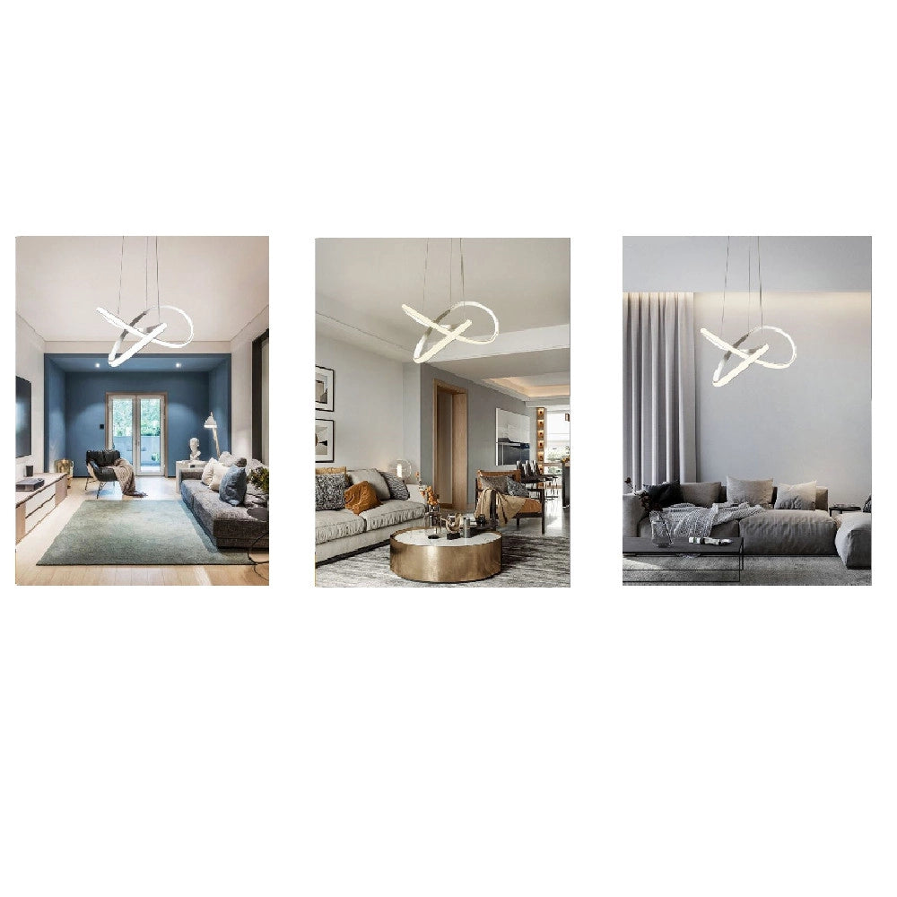 Trade Shop - Lampadario Led Intreccio Moderno A Sospensione 45w Luce 6500k 3000k 4000k Lp-31b -